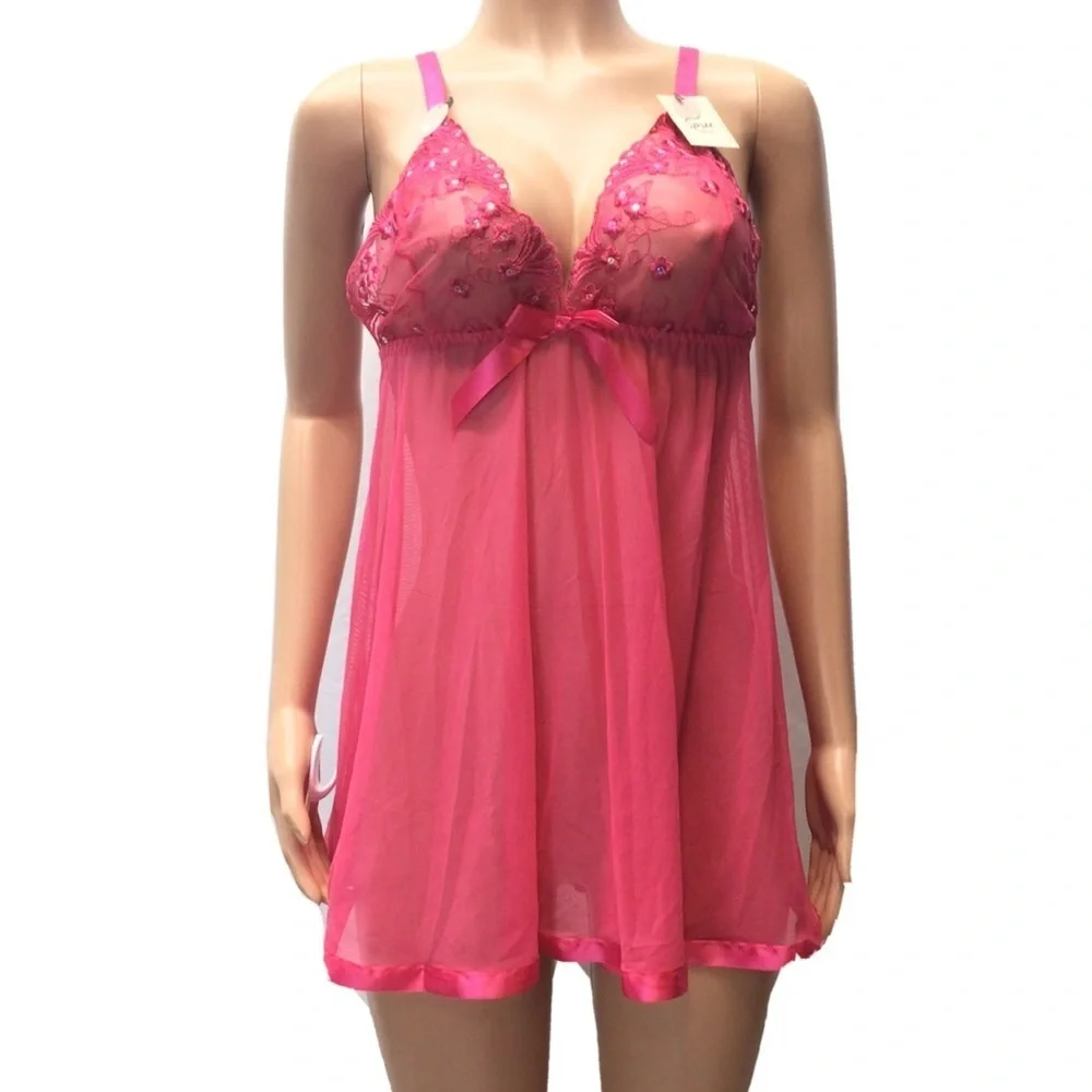 Spree Intimates Hot Pink Babydoll Lingerie Set